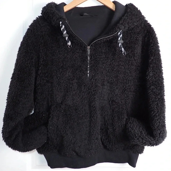 Lululemon Textured Fleece 1/2 Zip Black Size 12 - Picture 1 of 12